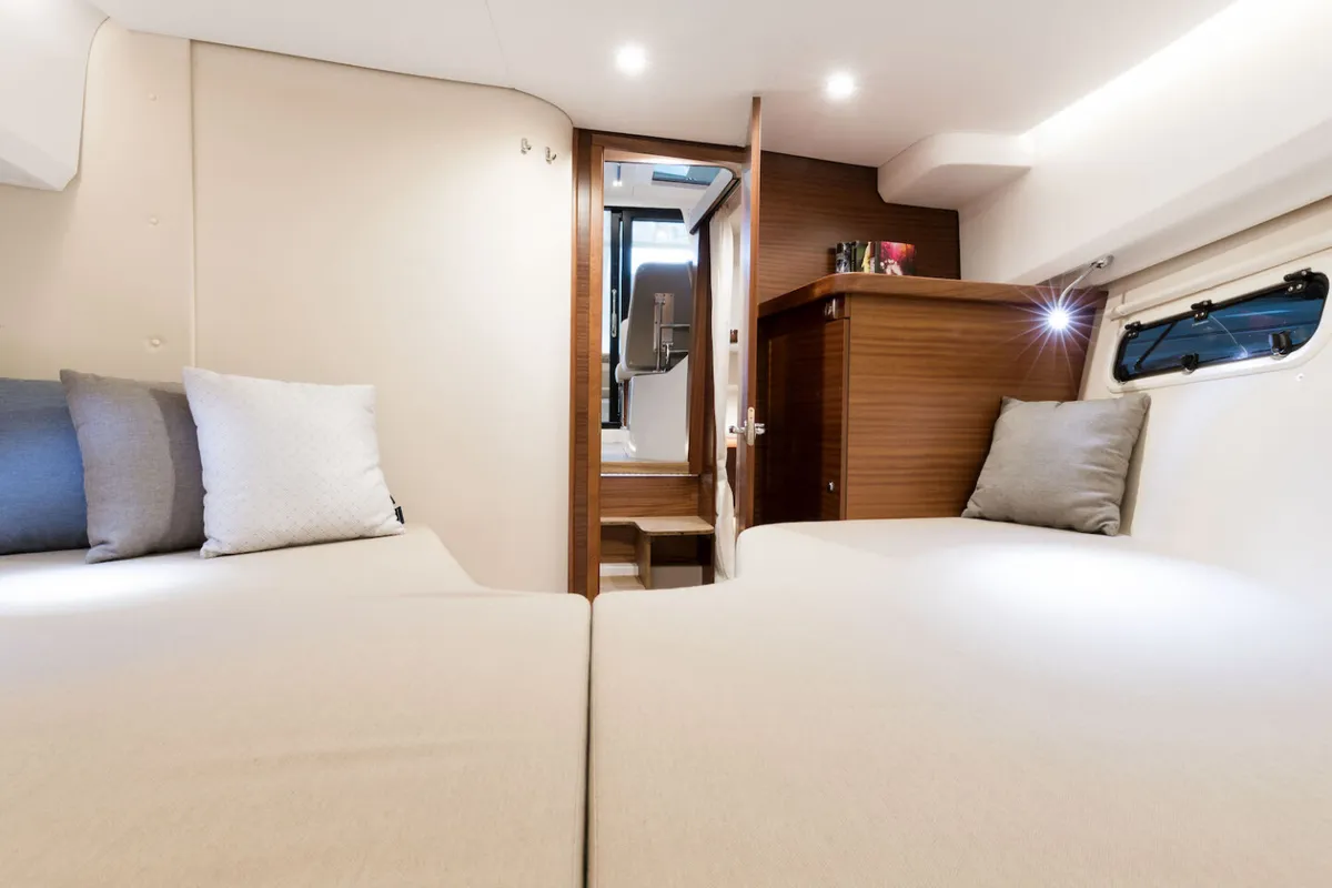Cabin on Polluks, a Nimbus 305 Coupe motorboat at Pirovac, Croatia