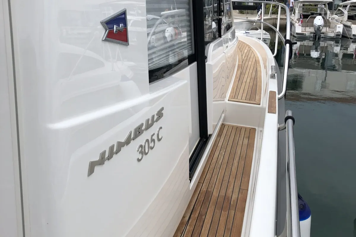 Deck of Polluks, a Nimbus 305 Coupe motorboat at Pirovac, Croatia