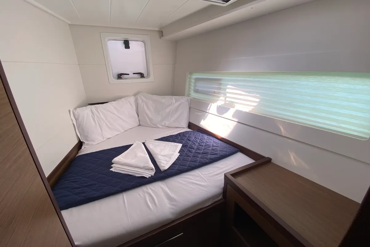 Cabin on Aquila, a Lagoon 40 catamaran at Olbia, Italy