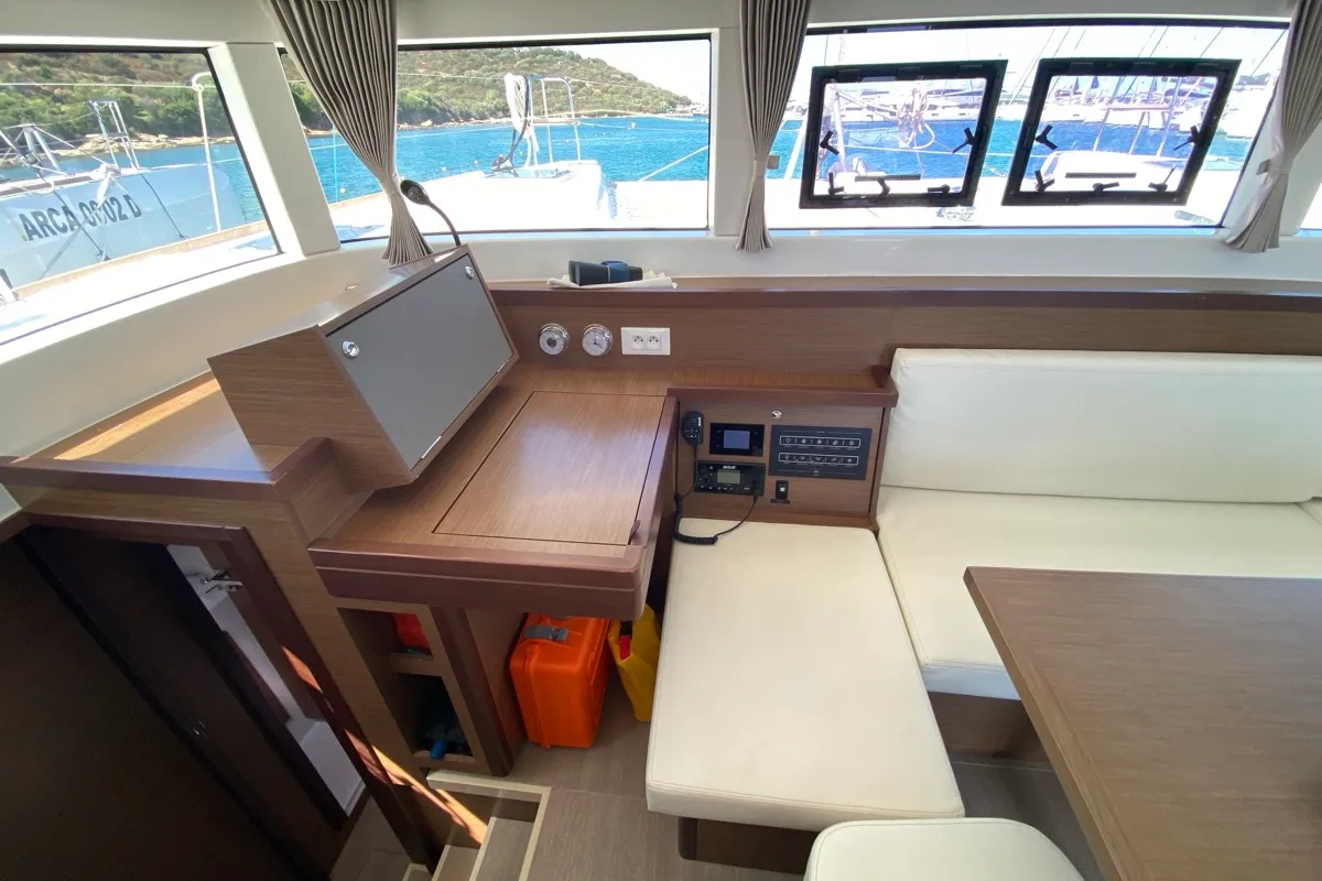Salon of Aquila, a Lagoon 40 catamaran at Olbia, Italy