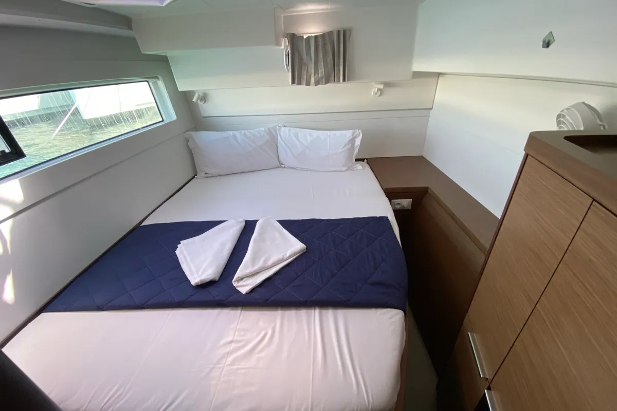 Cabin on Aquila, a Lagoon 40 catamaran at Olbia, Italy