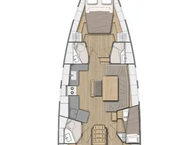 Floor plan of New Life, a Beneteau Oceanis 46.1 sailboat at Athens, Greece