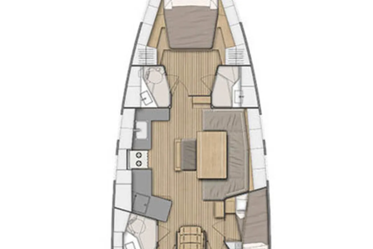 Floor plan of New Life, a Beneteau Oceanis 46.1 sailboat at Athens, Greece