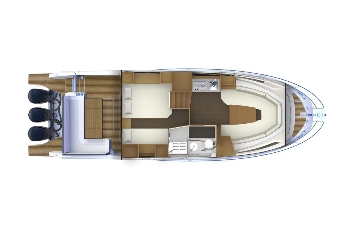 Floor plan of Premium, a Beneteau Cap Camarat 12.5WA motorboat at Grimaud, France