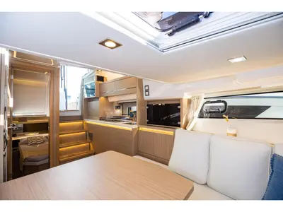 Salon of Premium, a Beneteau Cap Camarat 12.5WA motorboat at Grimaud, France