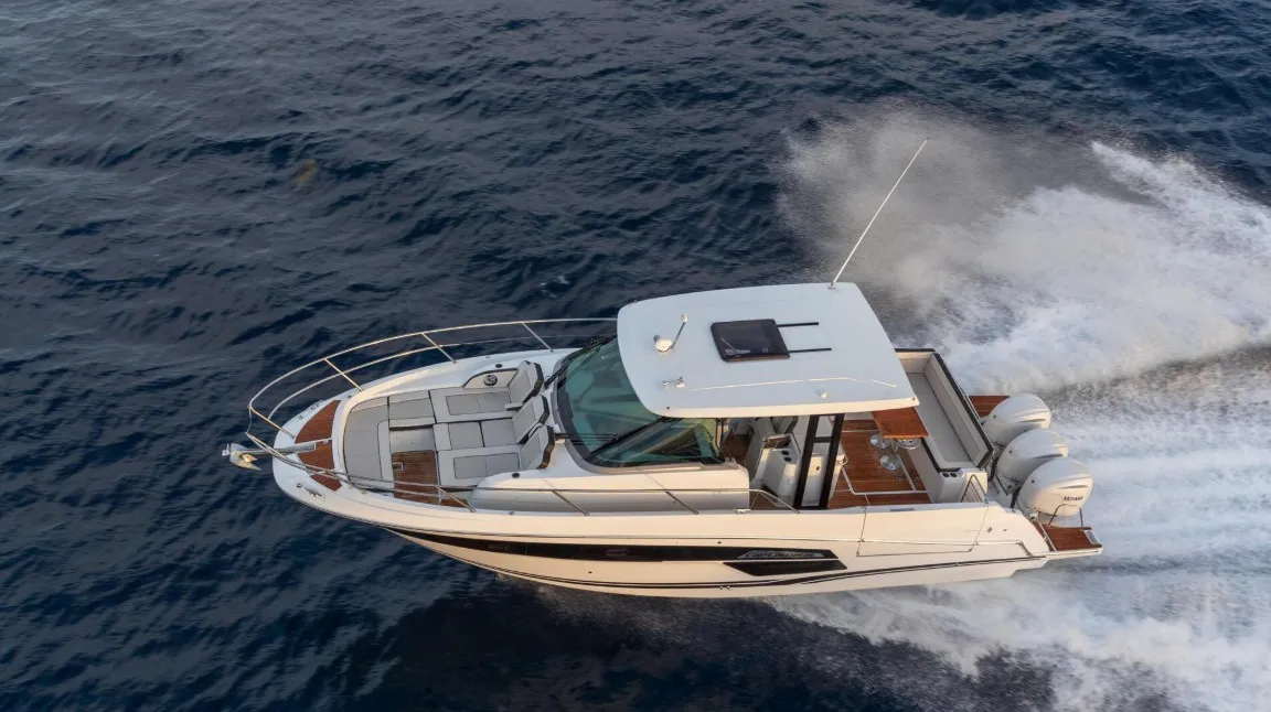 Exterior view of Premium, a Beneteau Cap Camarat 12.5WA motorboat at Grimaud, France
