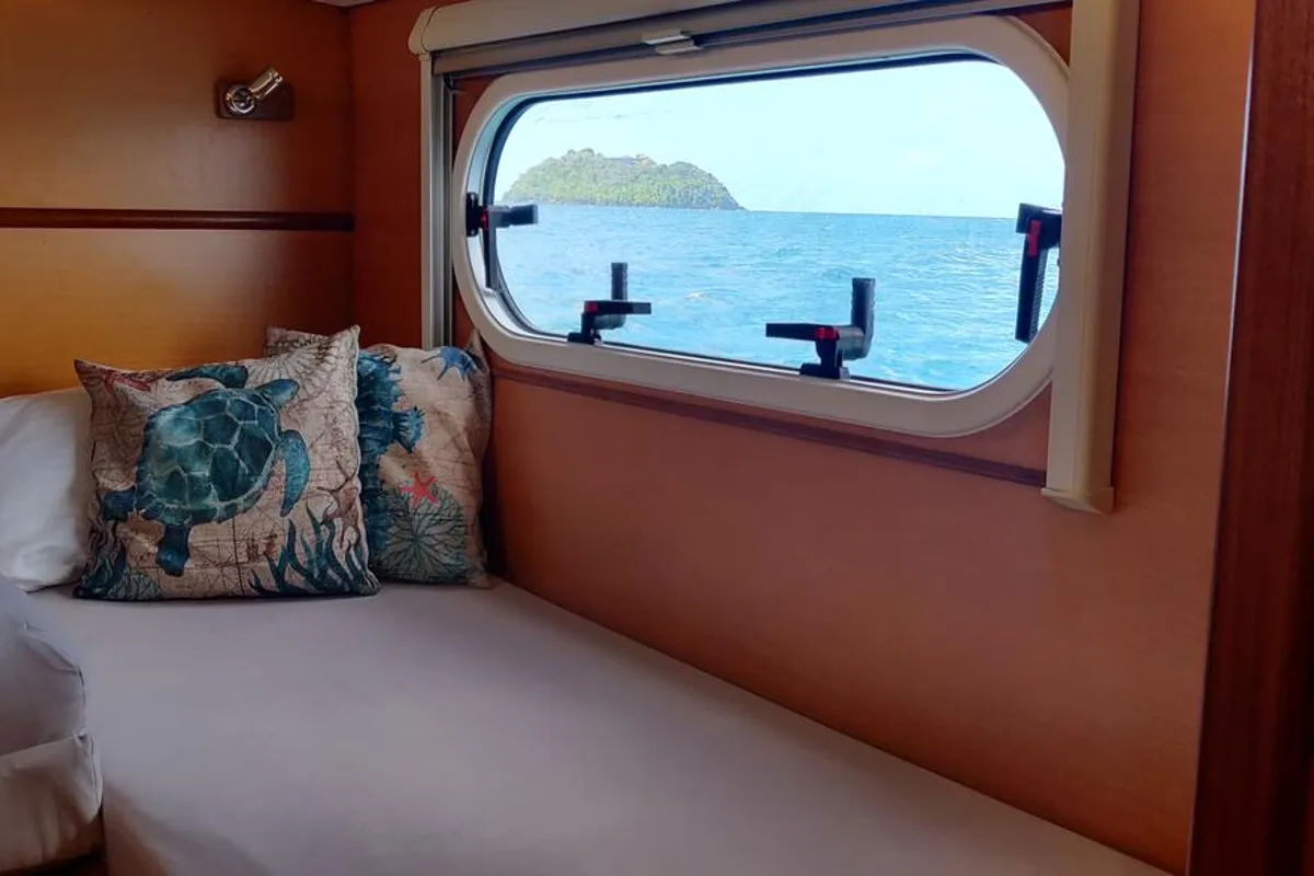 Cabin on Ultreia, a Catana 431 catamaran at Port d'Andratx, Spain