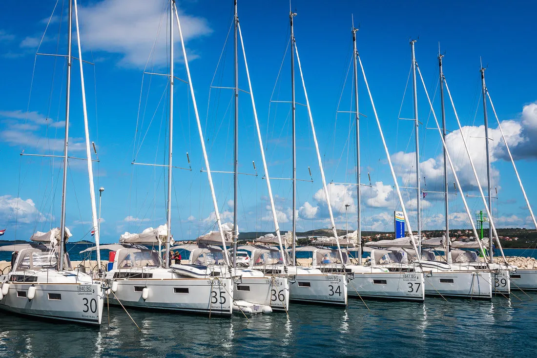 Exterior view of Gang of Four, a Beneteau Oceanis 38.1 sailboat at Grad Biograd na Moru, Croatia