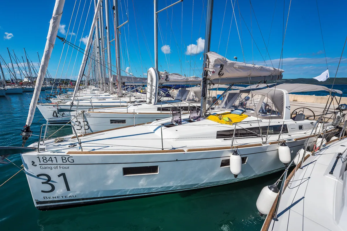 Exterior view of Gang of Four, a Beneteau Oceanis 38.1 sailboat at Grad Biograd na Moru, Croatia