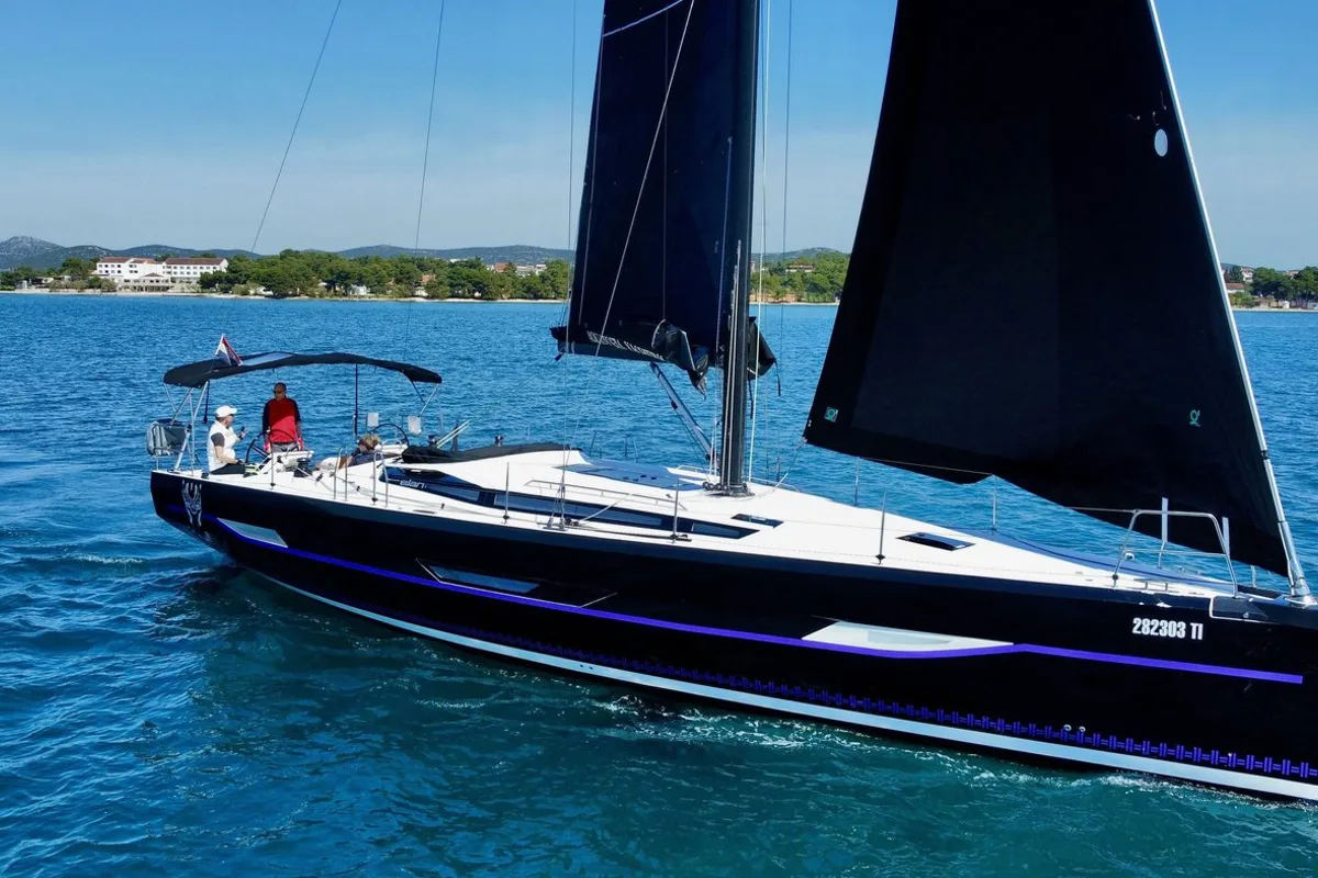 Exterior view of Black Panther, a Elan E6 sailboat at Split, Croatia