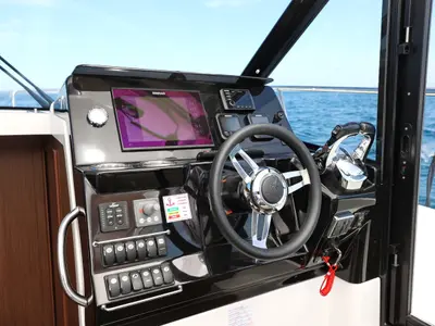 Cockpit of Ginger, a Jeanneau Merry Fisher 1095 motorboat at Zadar, Croatia