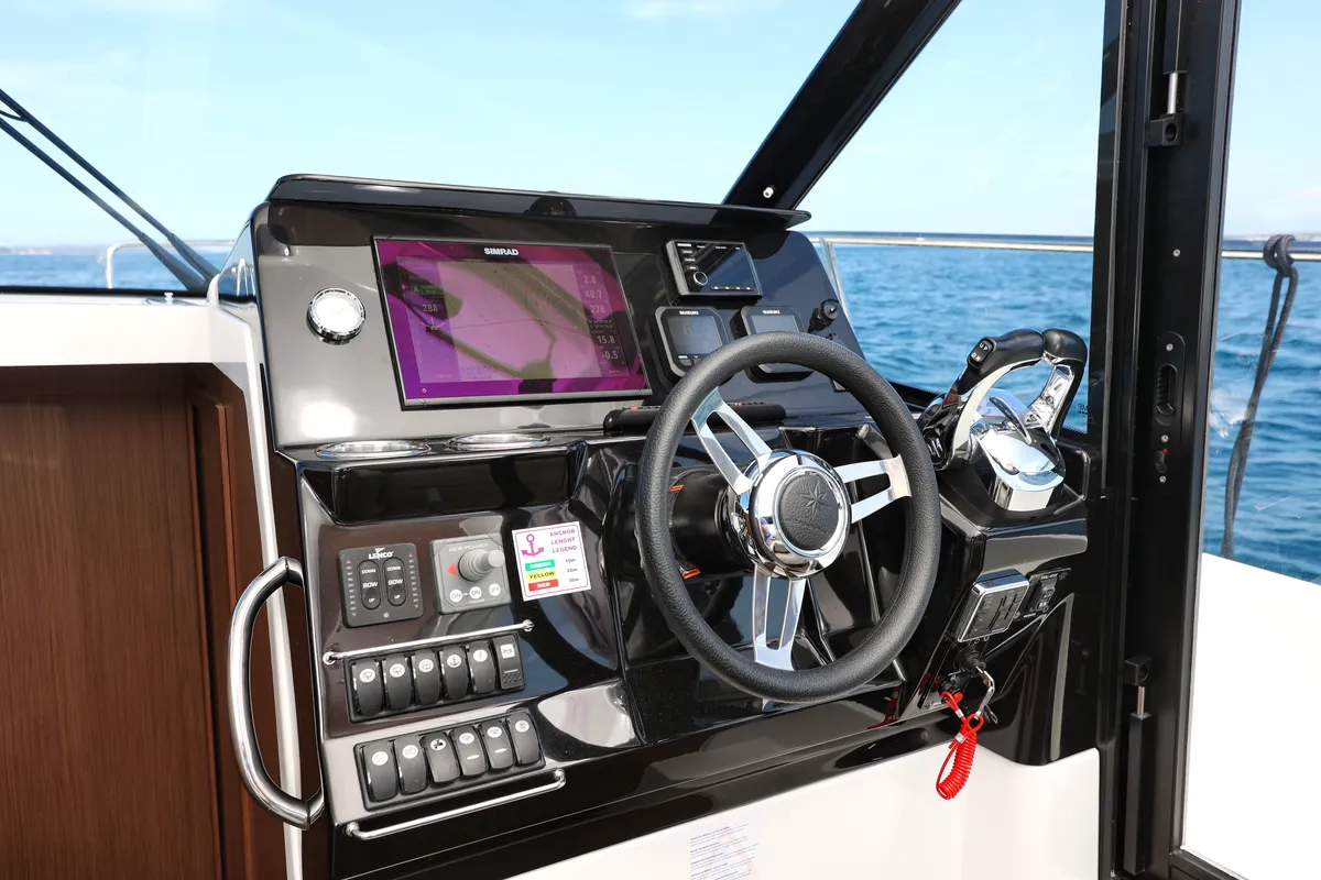 Cockpit of Ginger, a Jeanneau Merry Fisher 1095 motorboat at Zadar, Croatia
