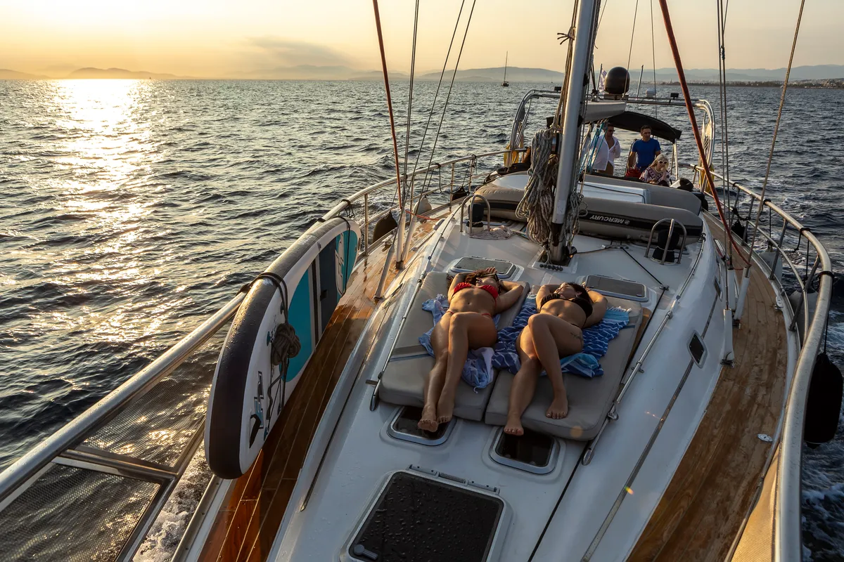 Deck of Sofia Star 1, a Ocean Star 51.2 sailboat at Athens, Marina Delta Kallithea, Greece