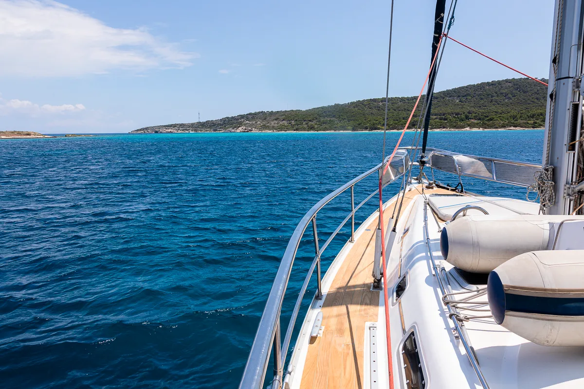 Deck of Sofia Star 1, a Ocean Star 51.2 sailboat at Athens, Marina Delta Kallithea, Greece