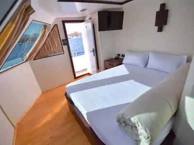 Cabin on Luxury suite upper deck, a Gulet Luxury Motor Yacht motorboat at Sharm El Sheikh, Egypt