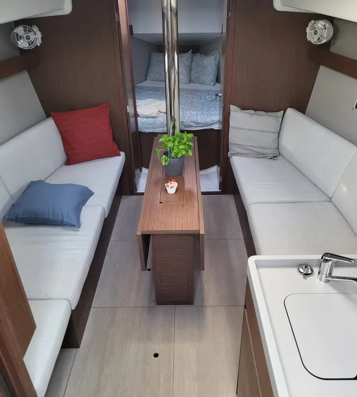Salon of Sailing Spirit, a Beneteau Oceanis 34.1 sailboat at Municipality of Kolan, Croatia