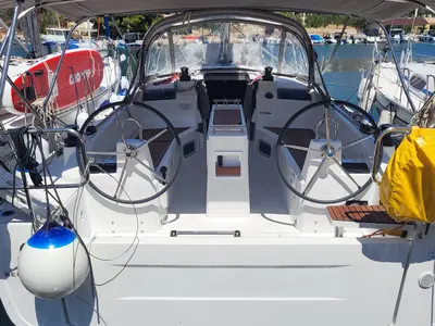 Cockpit of Sailing Spirit, a Beneteau Oceanis 34.1 sailboat at Municipality of Kolan, Croatia