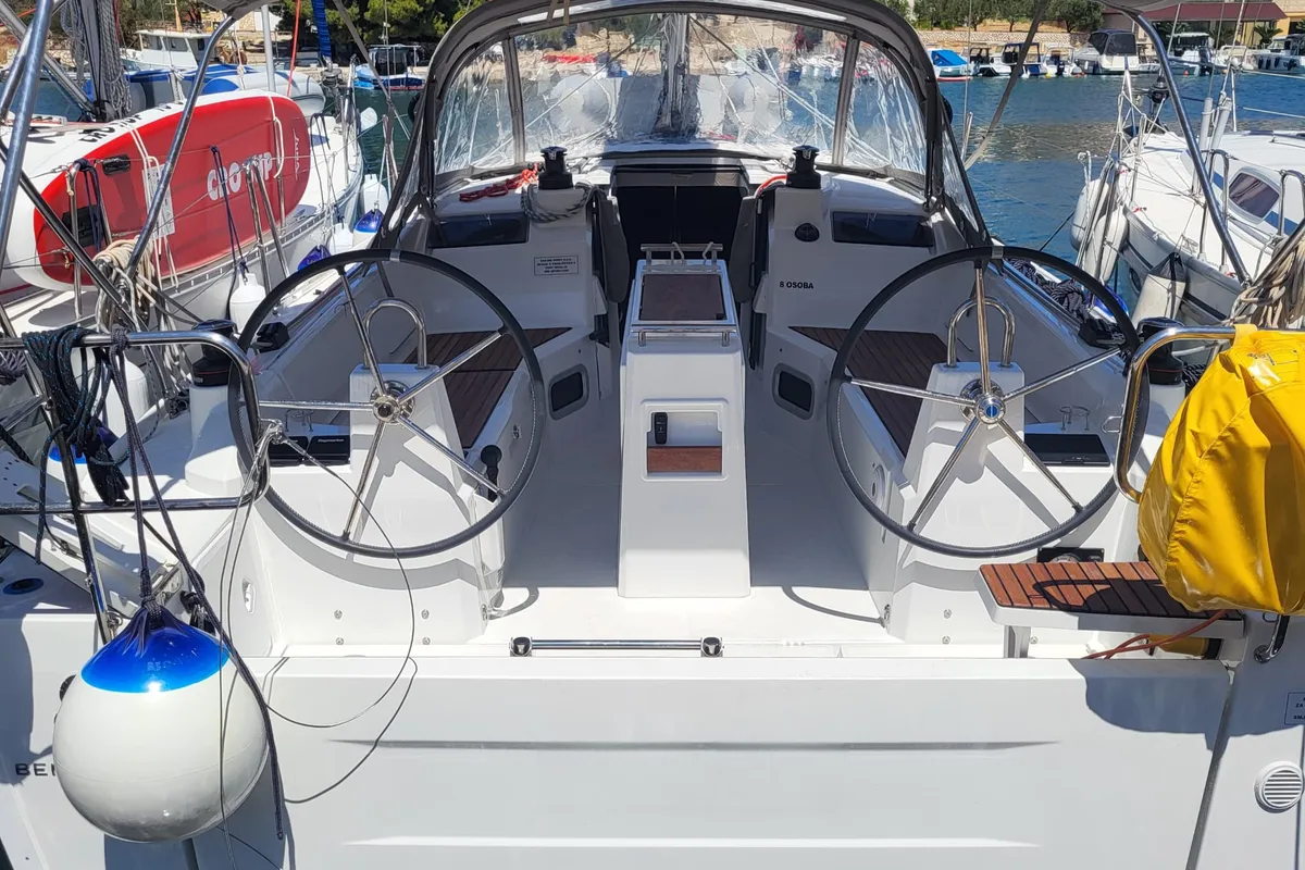 Cockpit of Sailing Spirit, a Beneteau Oceanis 34.1 sailboat at Municipality of Kolan, Croatia