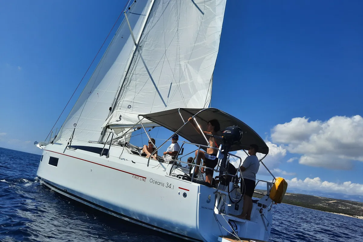 Exterior view of Sailing Spirit, a Beneteau Oceanis 34.1 sailboat at Municipality of Kolan, Croatia