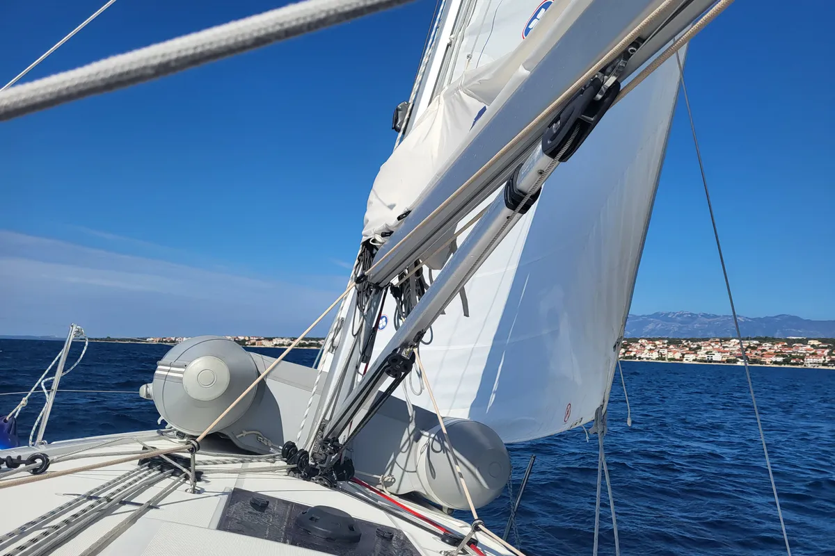 Deck of Sailing Spirit, a Beneteau Oceanis 34.1 sailboat at Municipality of Kolan, Croatia