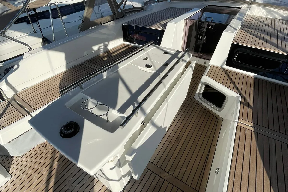 Deck of Bambi, a Beneteau Oceanis 51.1 sailboat at Punat, Croatia