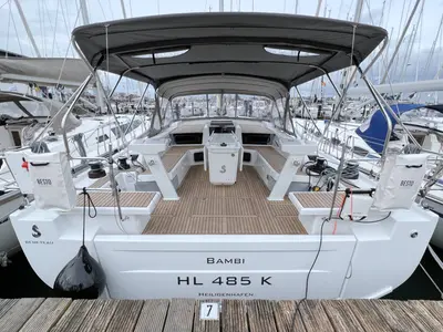 Cockpit of Bambi, a Beneteau Oceanis 51.1 sailboat at Punat, Croatia