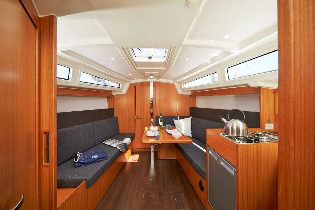 Salon of Jetset 04, a Bavaria Easy 9.7 sailboat at Mai Khao, Thailand