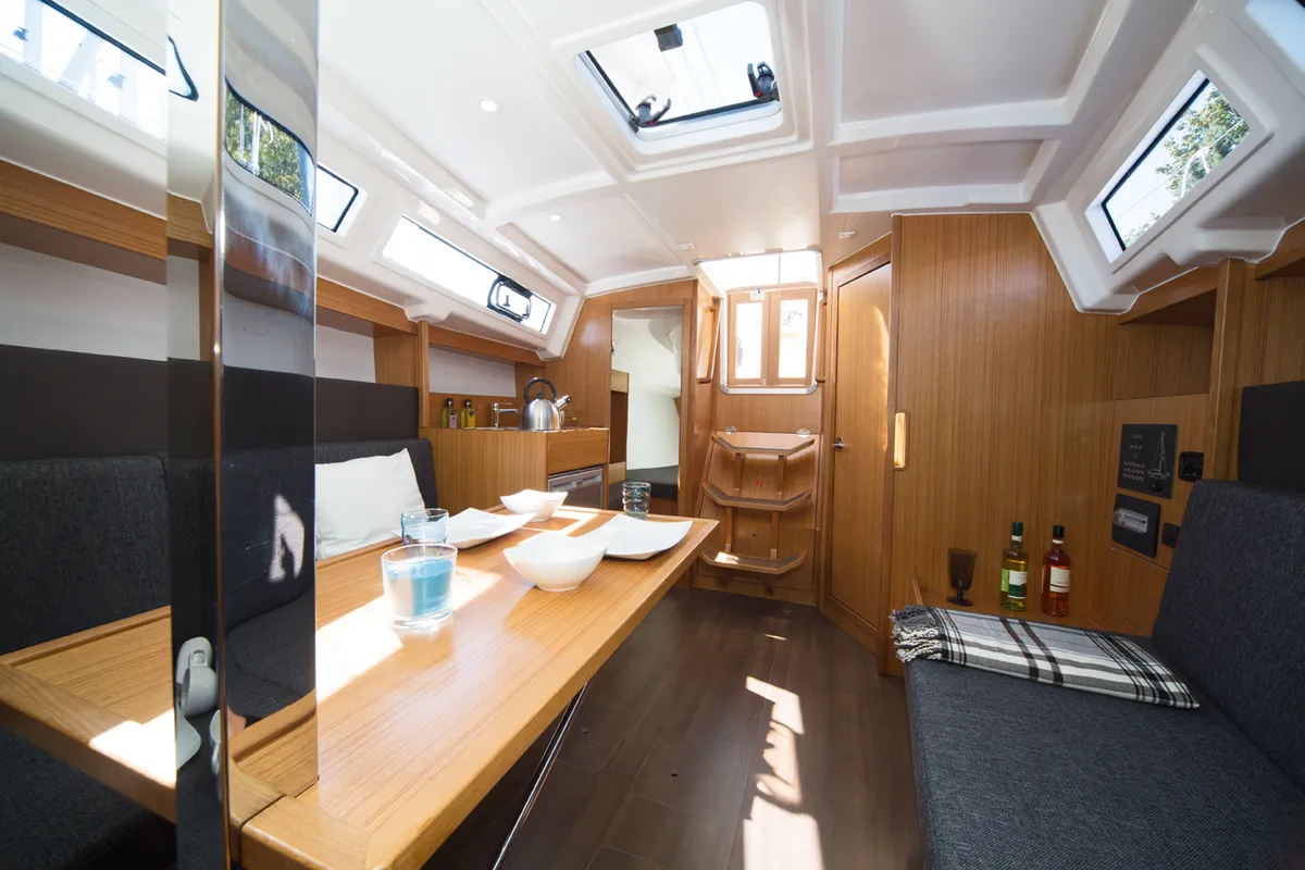 Salon of Jetset 04, a Bavaria Easy 9.7 sailboat at Mai Khao, Thailand