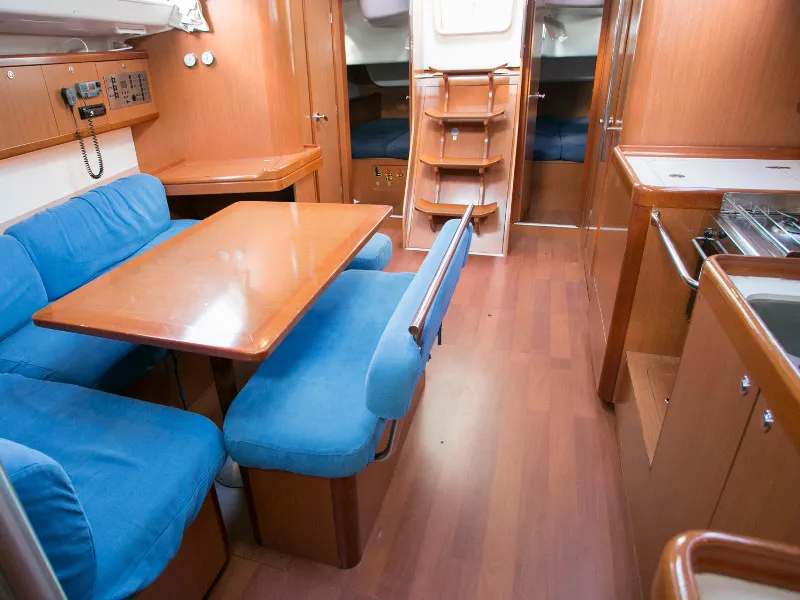 Salon of Orsa Maggiore, a Beneteau Oceanis 43 sailboat at Piombino, Italy