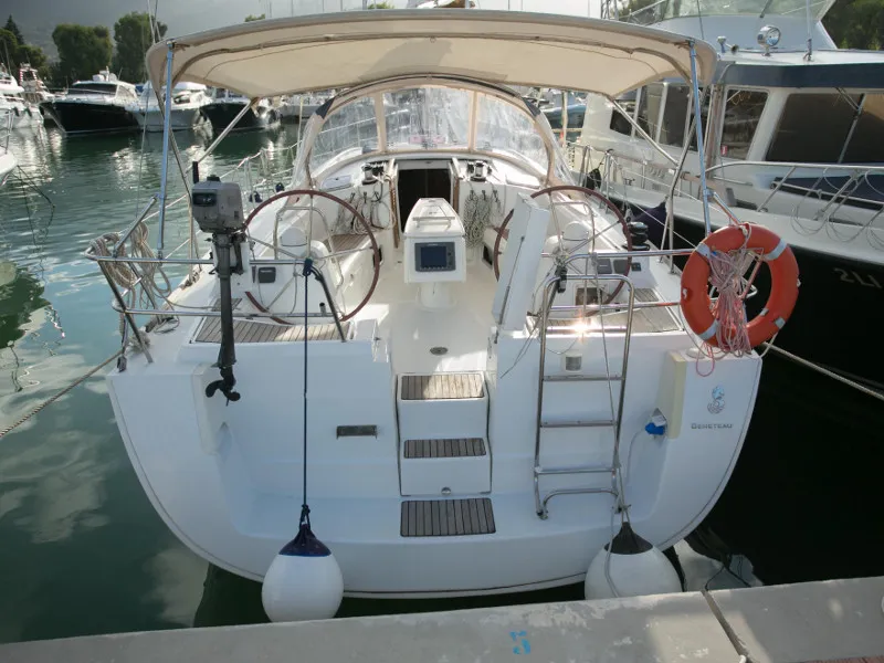 Deck of Orsa Maggiore, a Beneteau Oceanis 43 sailboat at Piombino, Italy