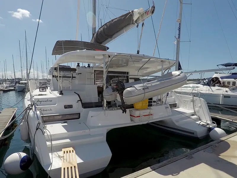 Exterior view of Aymeline, a Lagoon 42 catamaran at Grad Šibenik, Croatia