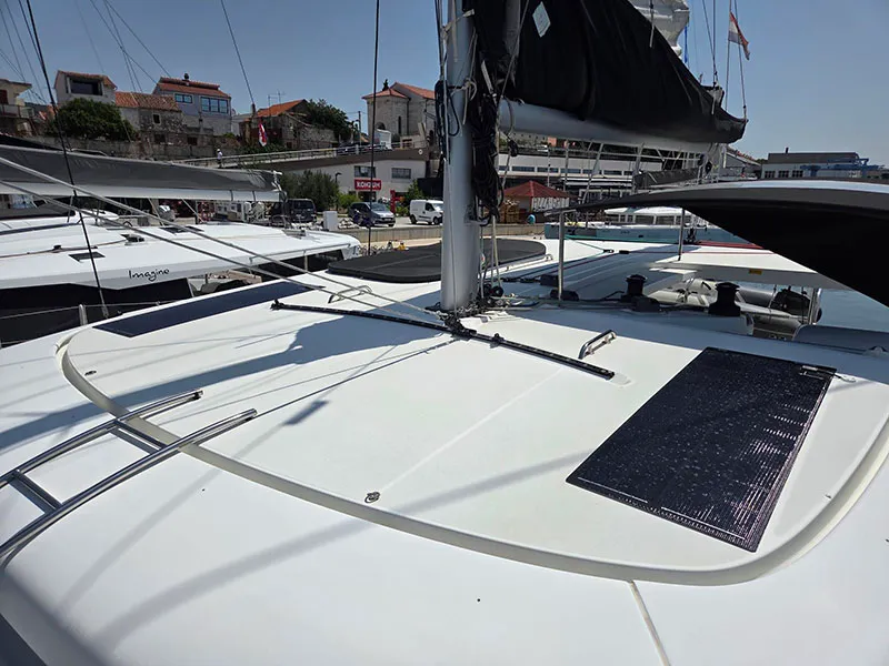 Deck of Aymeline, a Lagoon 42 catamaran at Grad Šibenik, Croatia