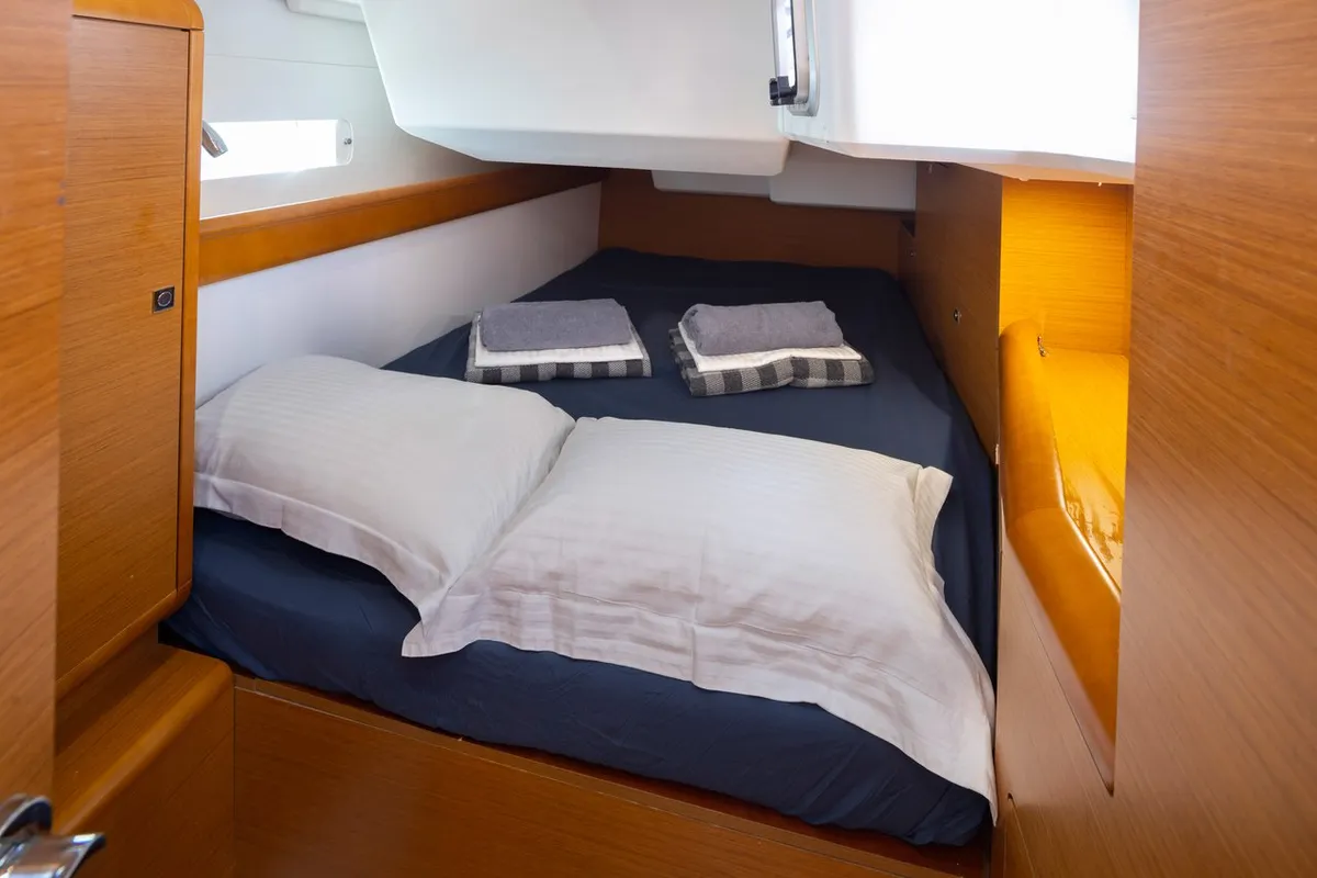 Cabin on Sirius, a Jeanneau Sun Odyssey 479 sailboat at Municipal Unit of Lefkada, Greece