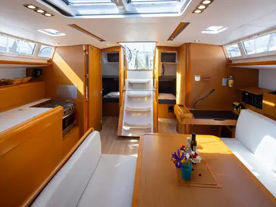 Salon of Sirius, a Jeanneau Sun Odyssey 479 sailboat at Municipal Unit of Lefkada, Greece