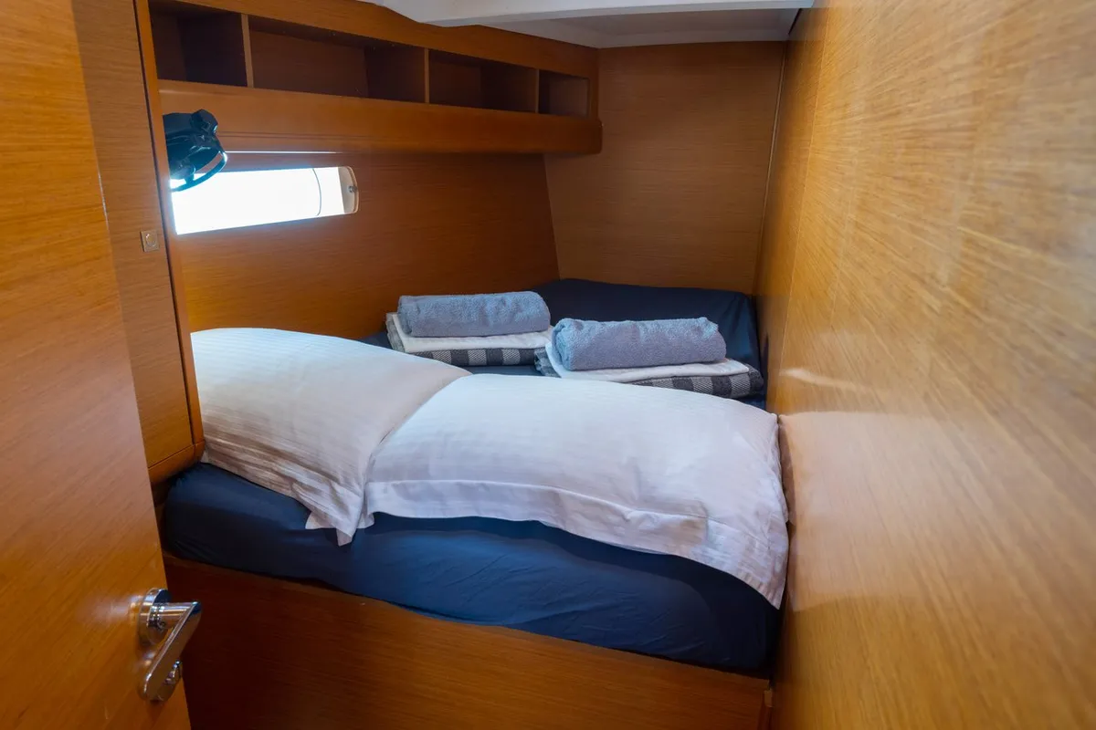 Cabin on Sirius, a Jeanneau Sun Odyssey 479 sailboat at Municipal Unit of Lefkada, Greece