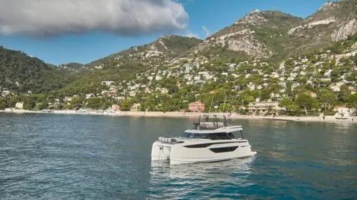 Main, a Prestige M48 catamaran at Giardini Naxos, Italy