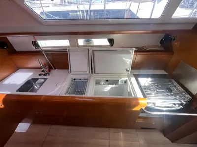 Galley of BELUNA, a Jeanneau Sun Odyssey 479 sailboat at Općina Sukošan, Croatia