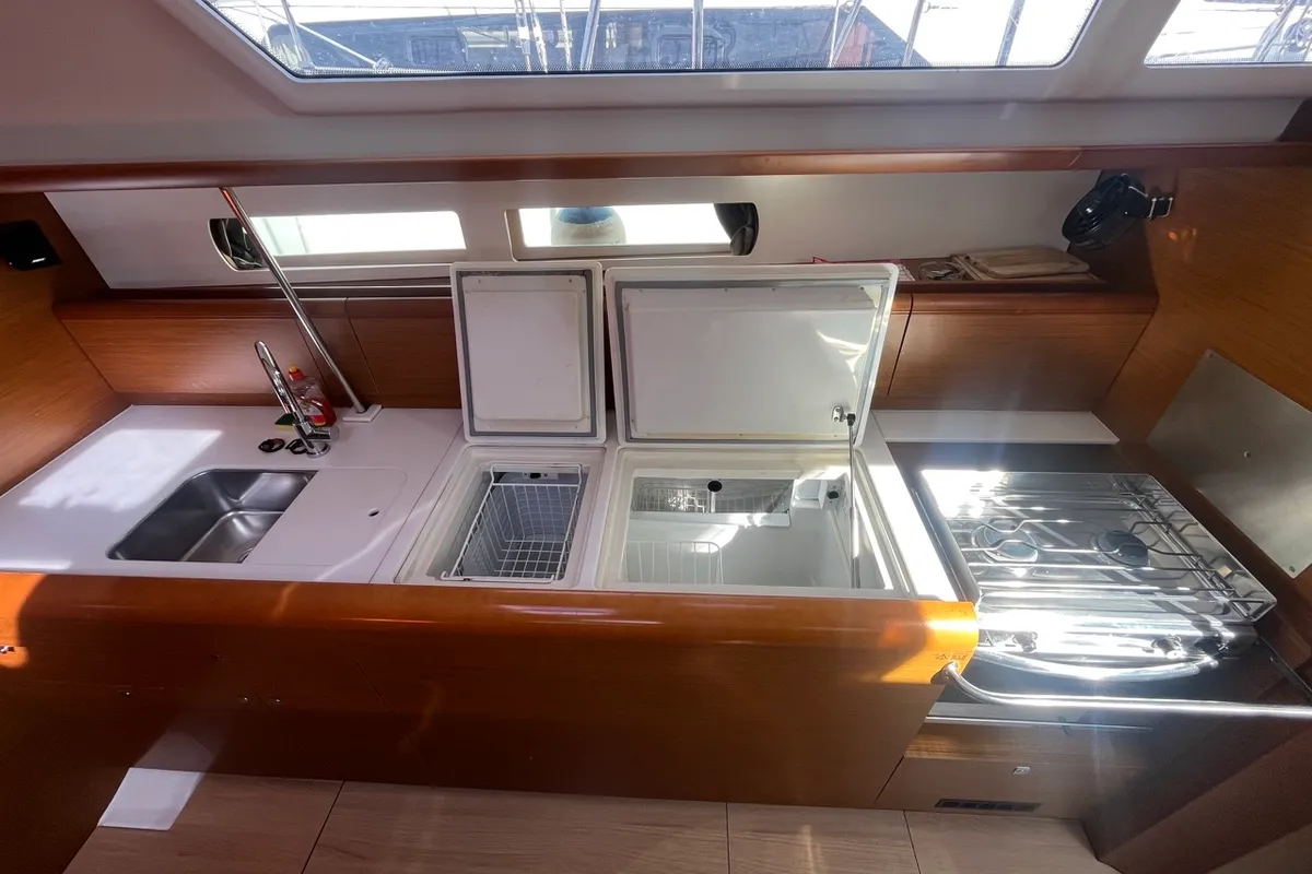 Galley of BELUNA, a Jeanneau Sun Odyssey 479 sailboat at Općina Sukošan, Croatia