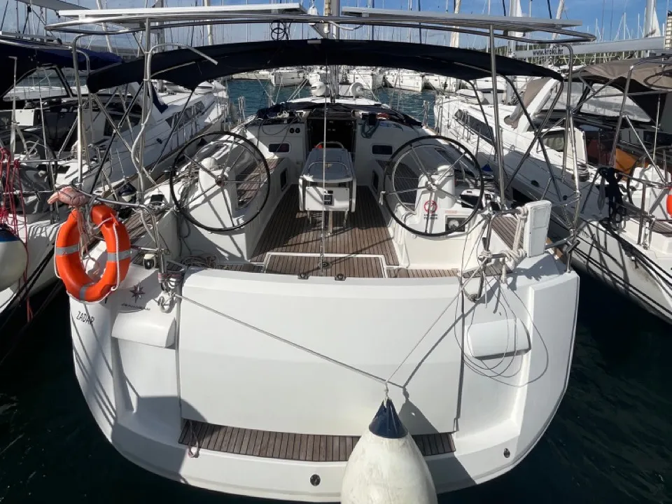 Exterior view of BELUNA, a Jeanneau Sun Odyssey 479 sailboat at Općina Sukošan, Croatia