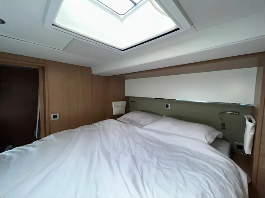 Cabin on Arcturus, a Bali 5.4 catamaran at Roche Caiman, Seychelles