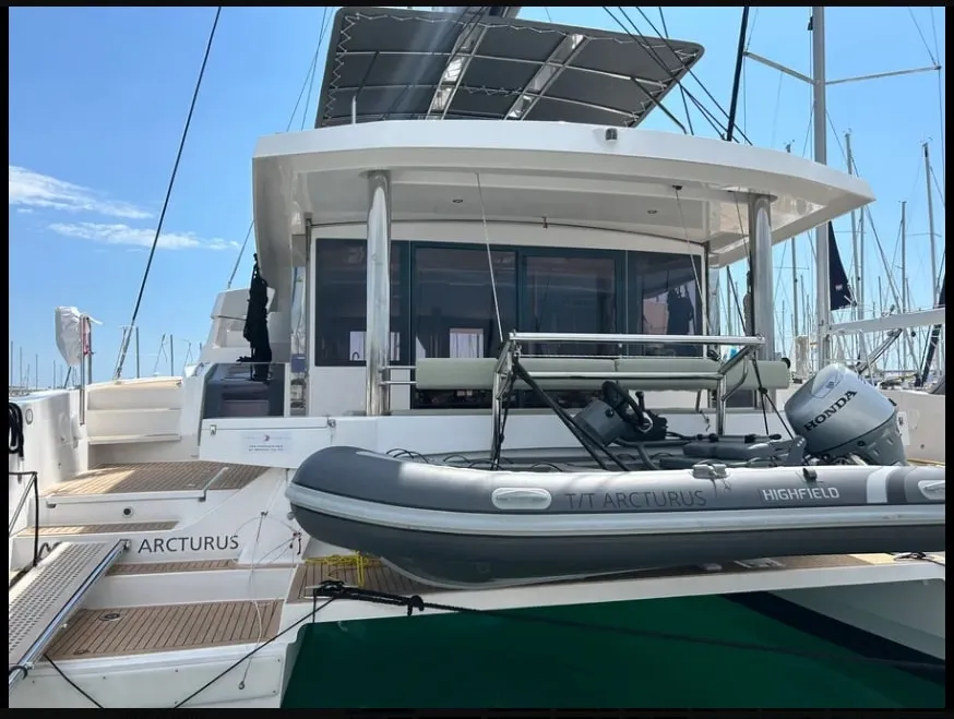 Salon of Arcturus, a Bali 5.4 catamaran at Roche Caiman, Seychelles