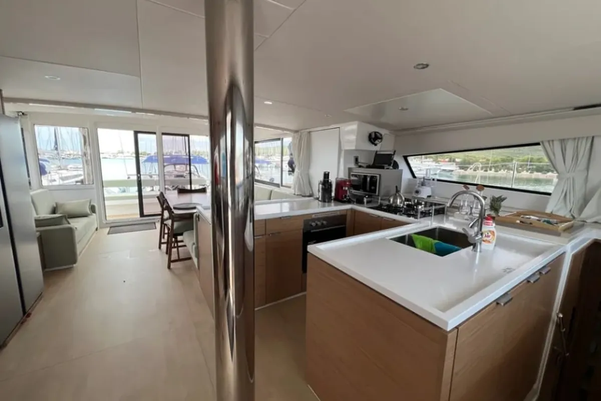 Exterior view of Arcturus, a Bali 5.4 catamaran at Roche Caiman, Seychelles