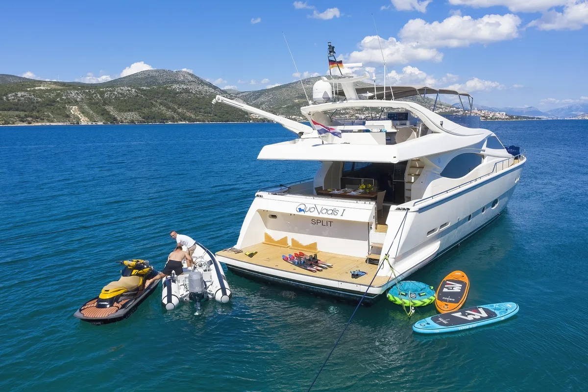 Quo Vadis I, a Ferretti 760 motor yacht at Općina Pakoštane, Croatia