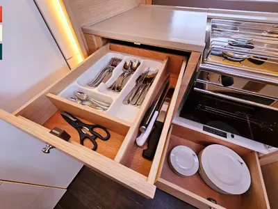 Galley of Mila, a Dufour 41 sailboat at Rogoznica, Croatia