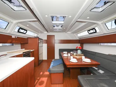 Galley of Sunshine, a Bavaria Cruiser 46 Style sailboat at Grad Trogir, Croatia