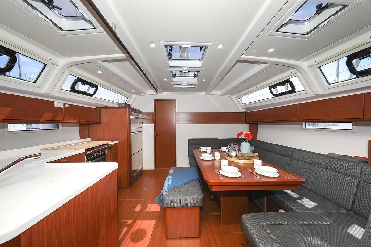 Galley of Sunshine, a Bavaria Cruiser 46 Style sailboat at Grad Trogir, Croatia