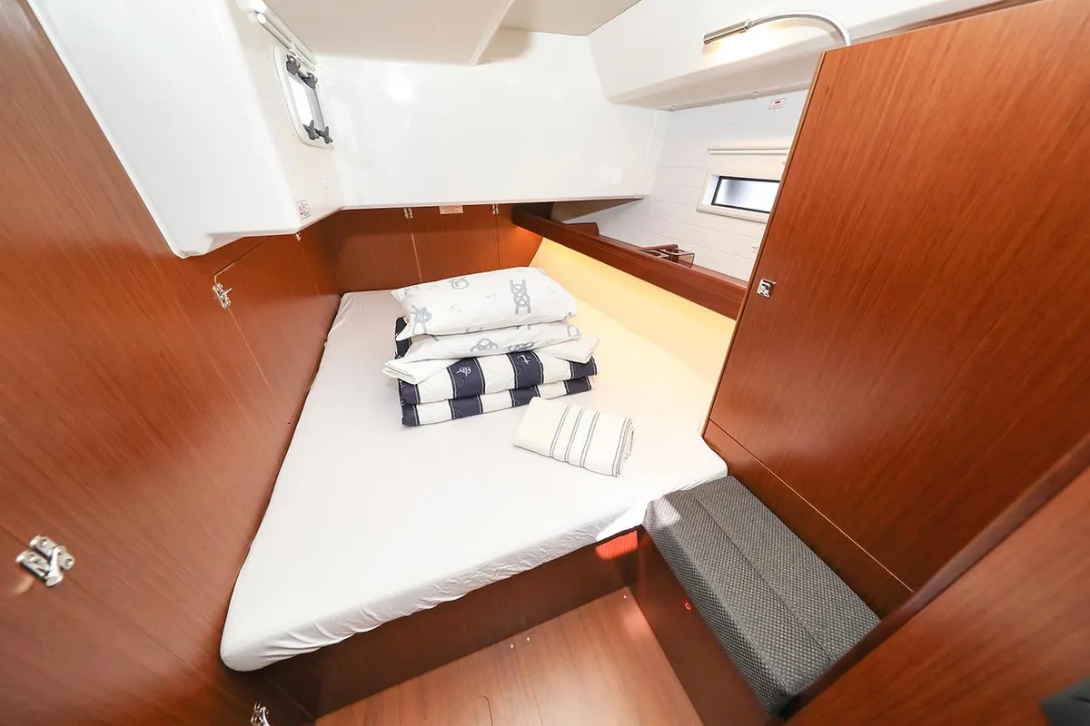 Cabin on Sunshine, a Bavaria Cruiser 46 Style sailboat at Grad Trogir, Croatia