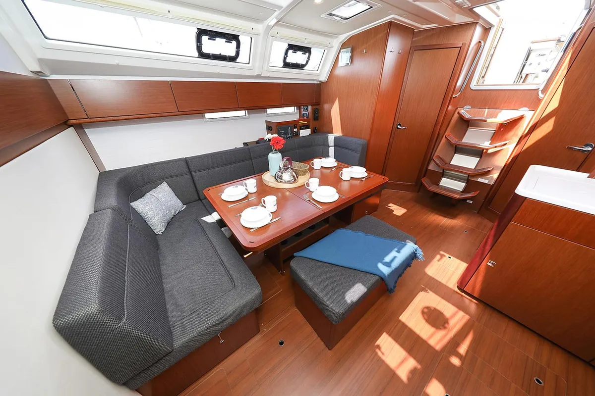 Salon of Sunshine, a Bavaria Cruiser 46 Style sailboat at Grad Trogir, Croatia