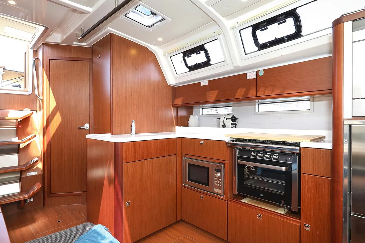 Galley of Sunshine, a Bavaria Cruiser 46 Style sailboat at Grad Trogir, Croatia