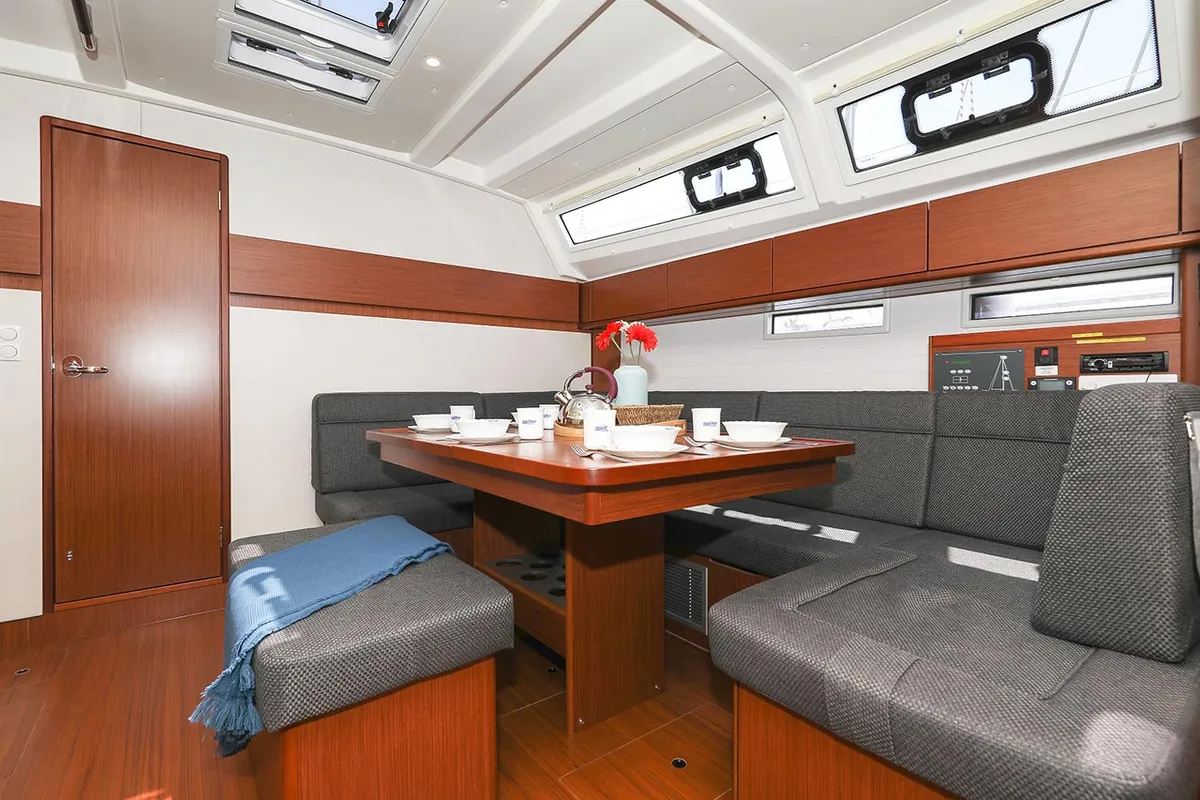Salon of Sunshine, a Bavaria Cruiser 46 Style sailboat at Grad Trogir, Croatia